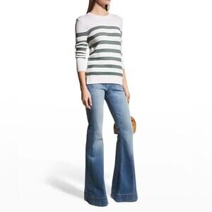 Veronica Beard White and Green merino wool Striped Sweater XS